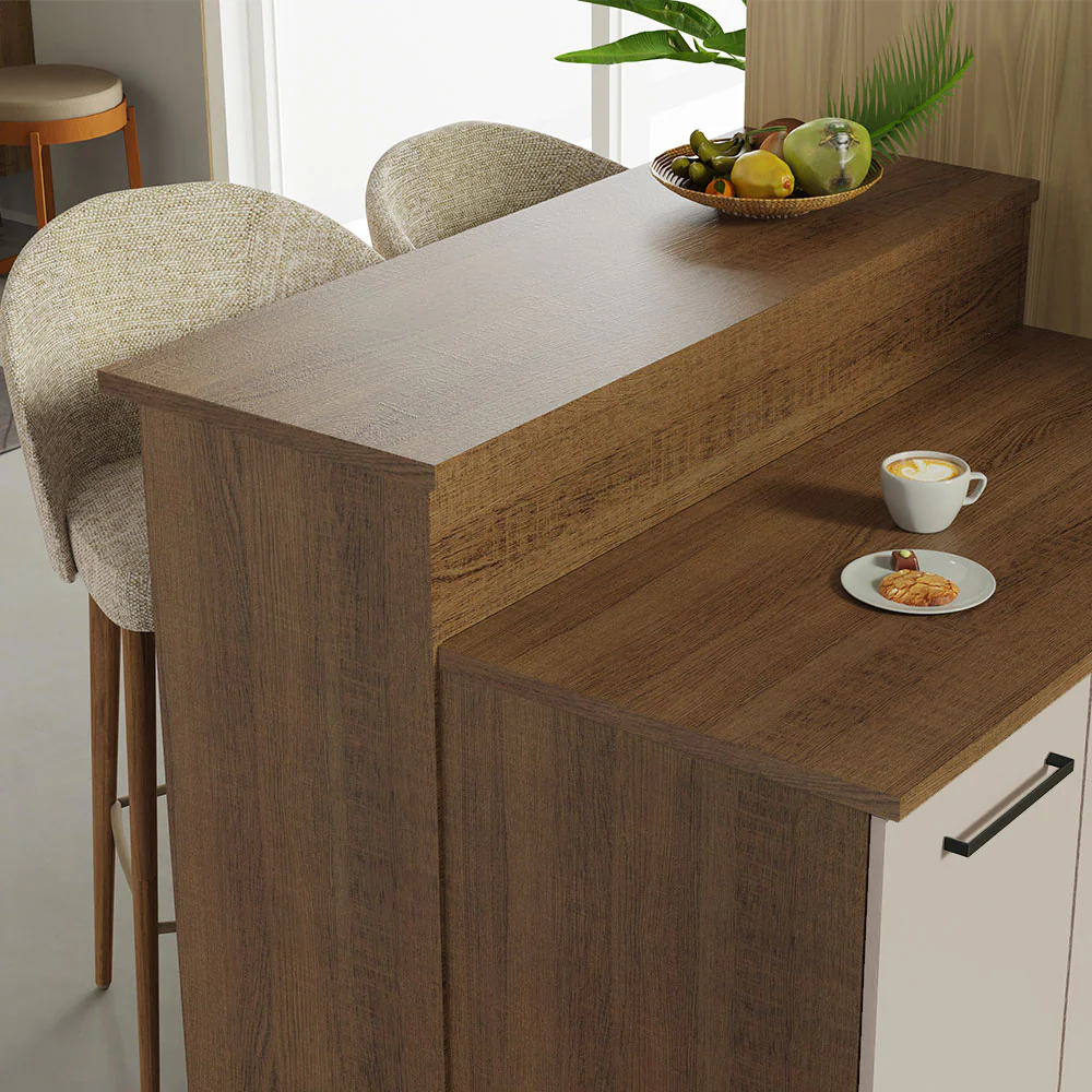 Ilha de Cozinha com Bancada e Balcão 120 cm Rustic/Crema Agata Madesa - Image 6