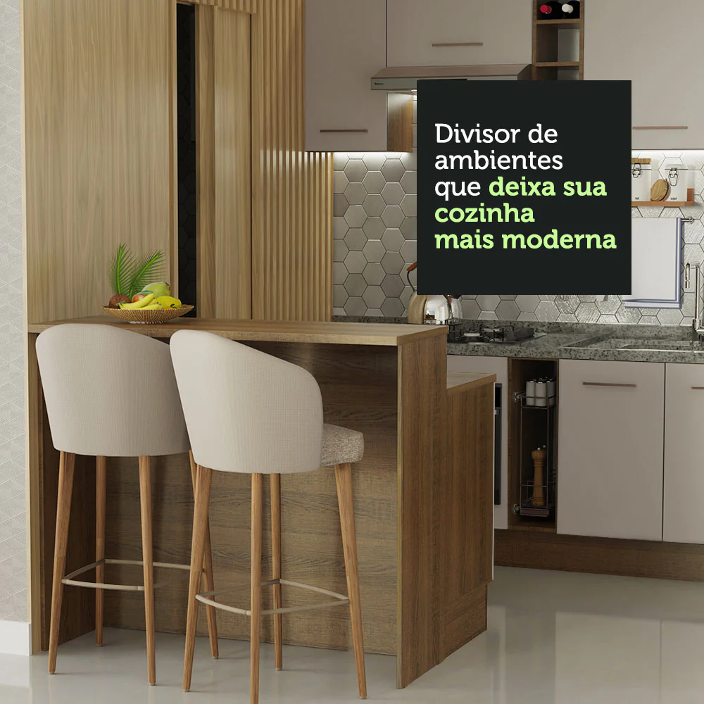Ilha de Cozinha com Bancada e Balcão 120 cm Rustic/Crema Agata Madesa - Image 7