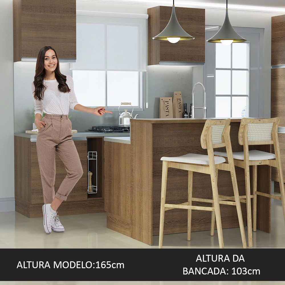 Ilha de Cozinha com Bancada e Balcão 120 cm Rustic Glamy Madesa - Image 4
