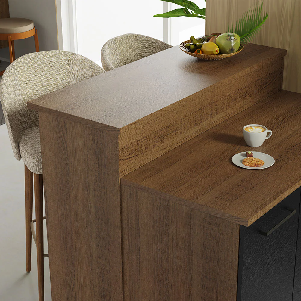 Ilha de Cozinha com Bancada e Balcão 120 cm Rustic/Preto Agata Madesa - Image 6