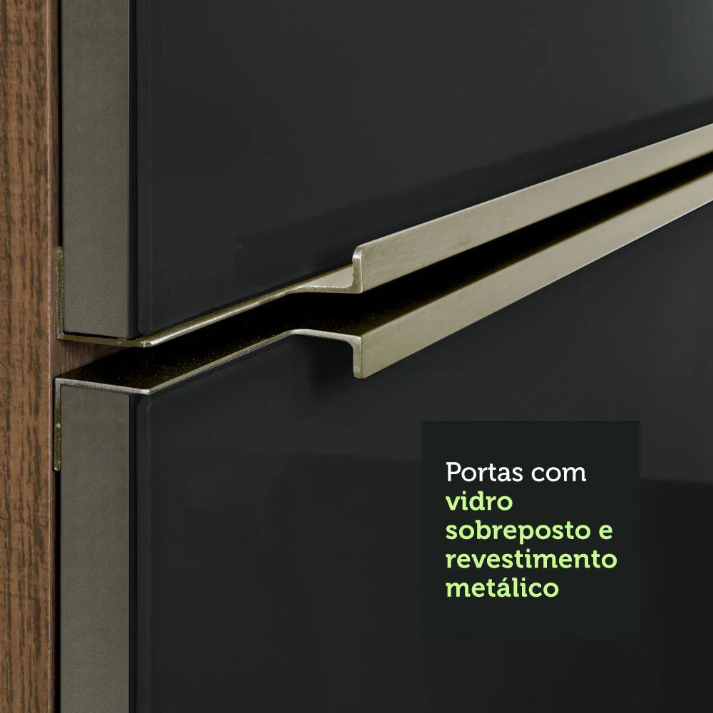 Ilha de Cozinha com Bancada e Balcão 120 cm Rustic/Preto Lux Madesa - Image 7