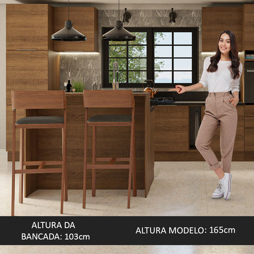 Ilha de Cozinha com Bancada e Balcão 120 cm Rustic Stella Madesa - Image 4