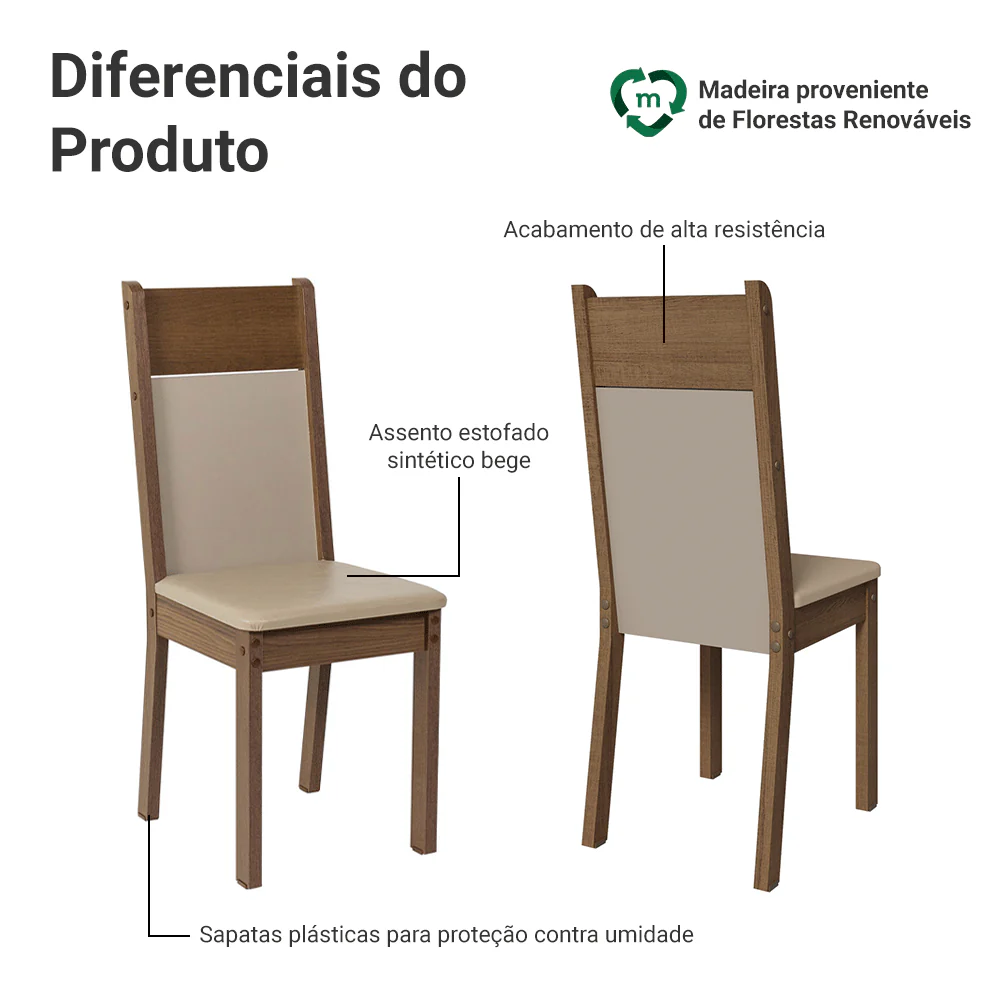 Kit 2 Cadeiras 4280 Madesa Rustic/Sintético Bege - Image 4