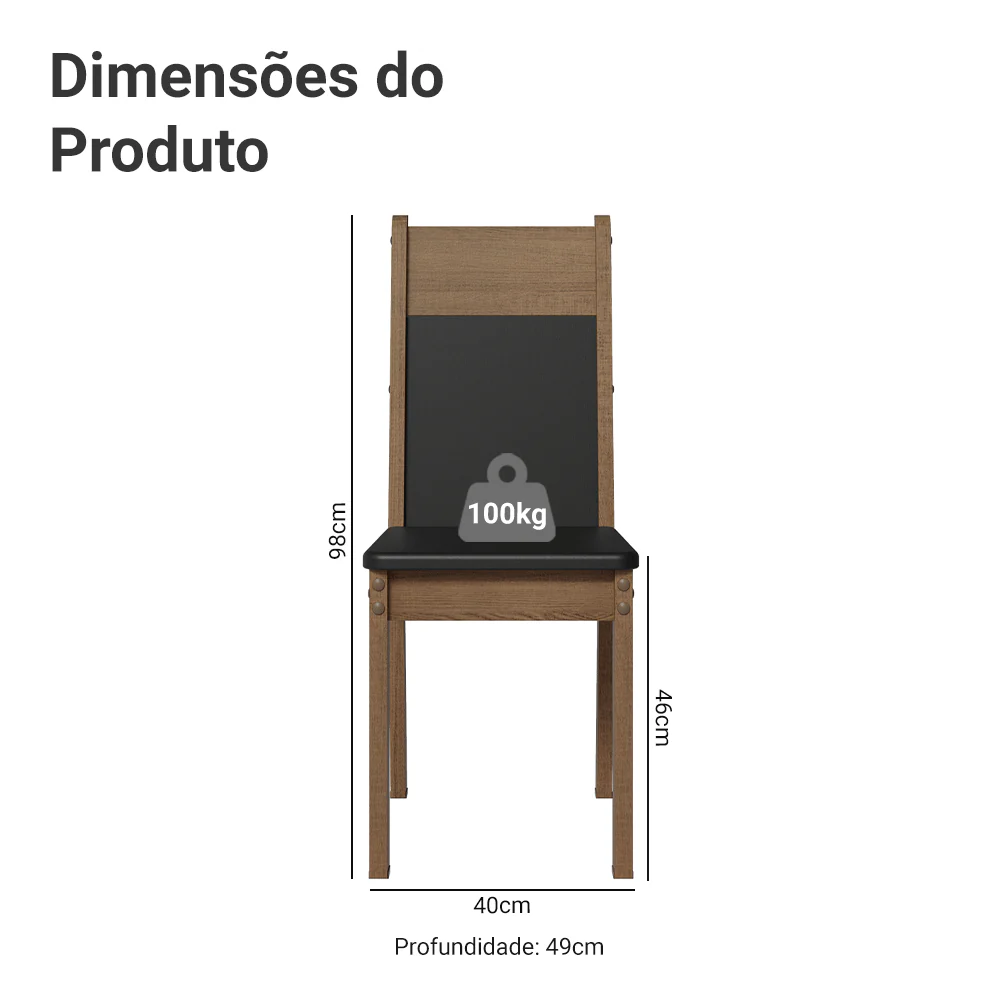 Kit 2 Cadeiras 4280 Madesa Rustic/Preto - Image 3