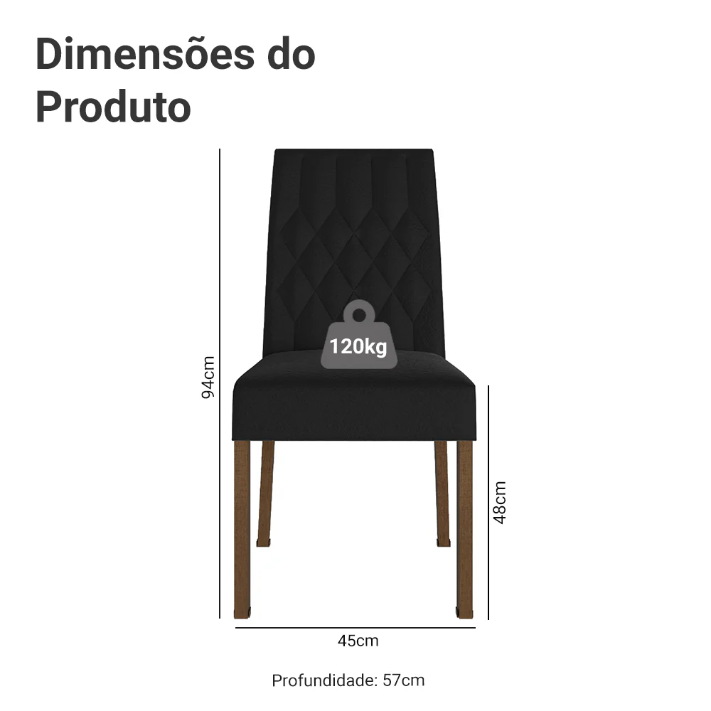 Kit 2 Cadeiras de Jantar 4256 Rustic/Oxford Madesa - Image 3