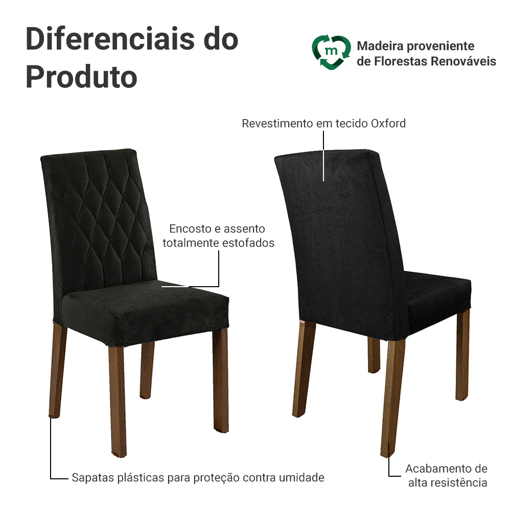 Kit 2 Cadeiras de Jantar 4256 Rustic/Oxford Madesa - Image 4