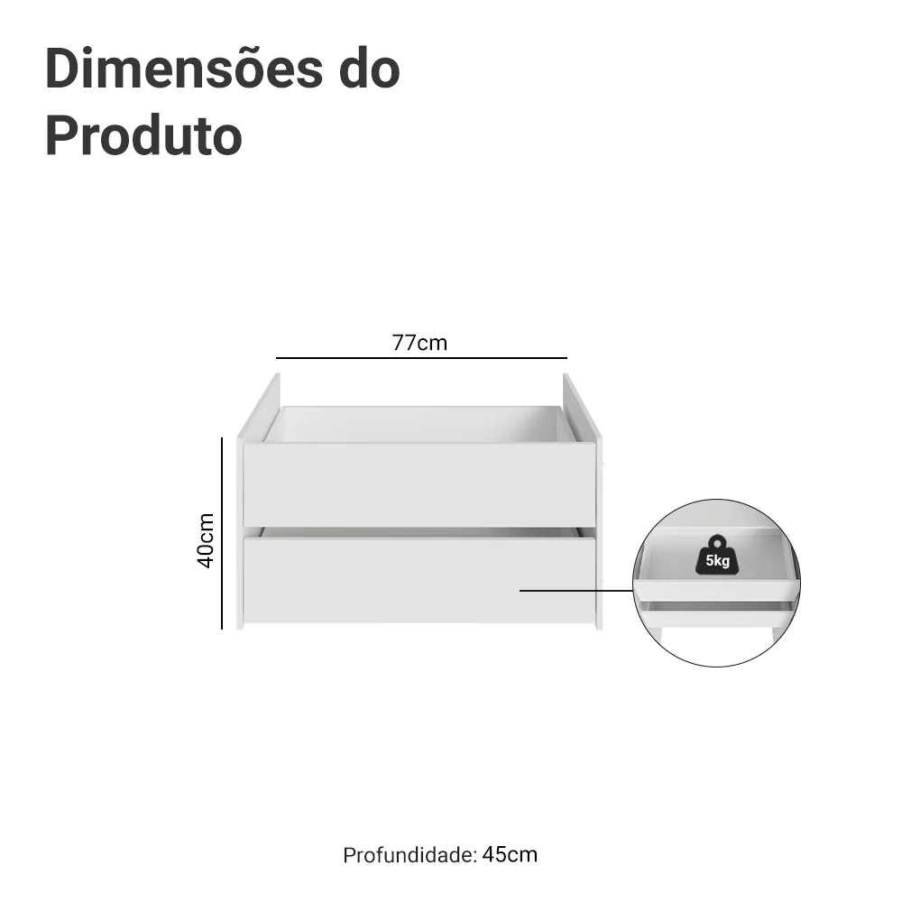Kit 2 Gavetas para Guarda-Roupa Modulado Neo Branco Madesa - Image 2