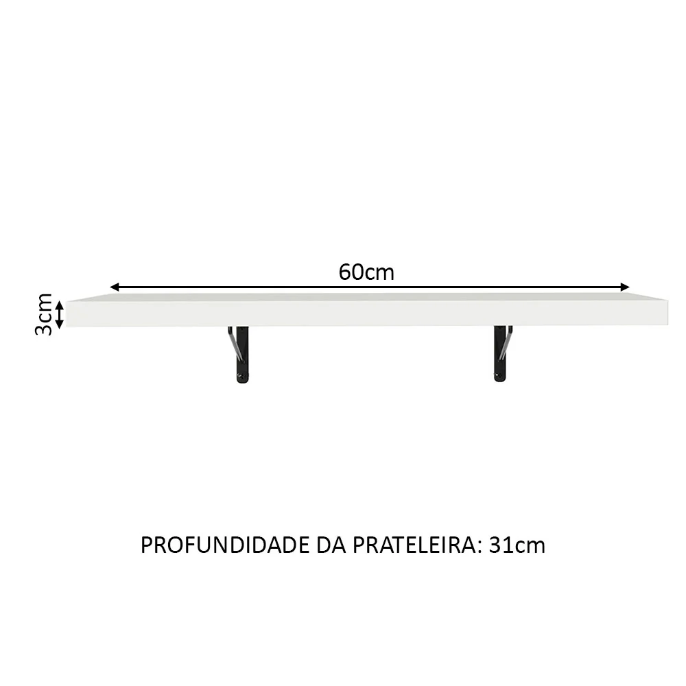 Kit 2 Prateleiras Suspensas para Cozinha Madesa 60 cm com Mão Francesa Branco - Image 3