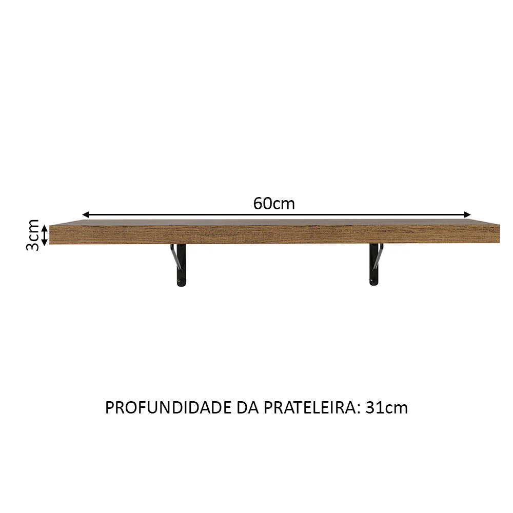 Kit 2 Prateleiras Suspensas para Cozinha Madesa 60 cm com Mão Francesa Rustic - Image 3