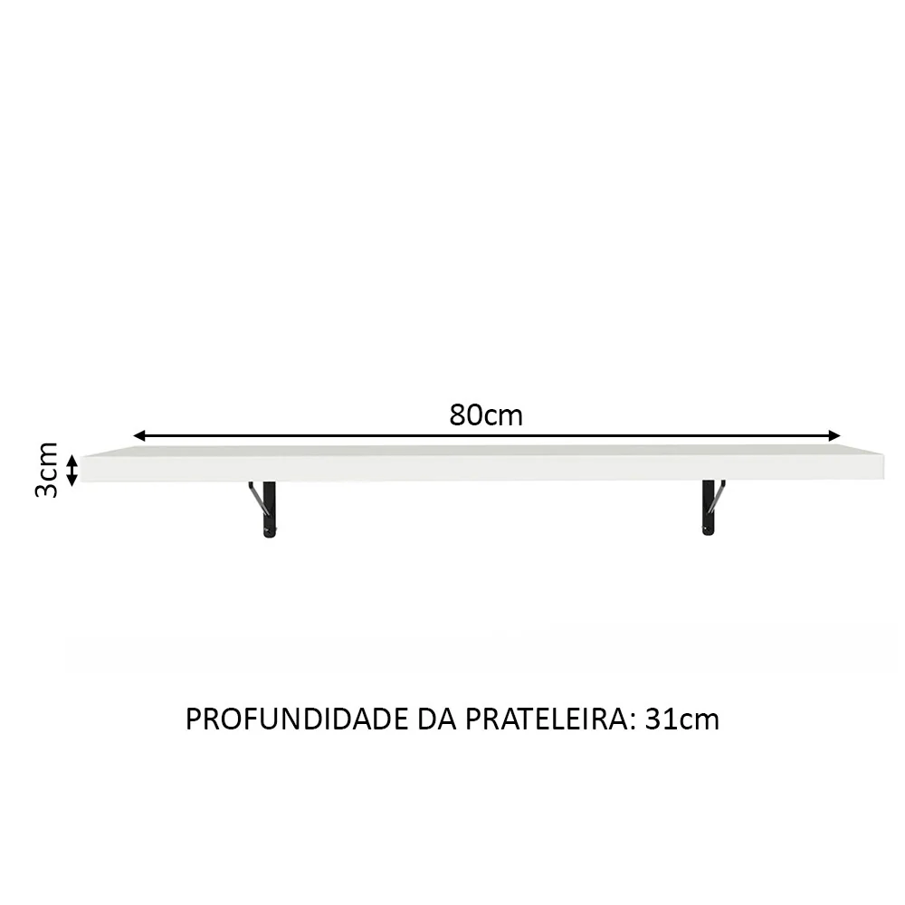 Kit 2 Prateleiras Suspensas para Cozinha Madesa 80 cm com Mão Francesa Branco - Image 3