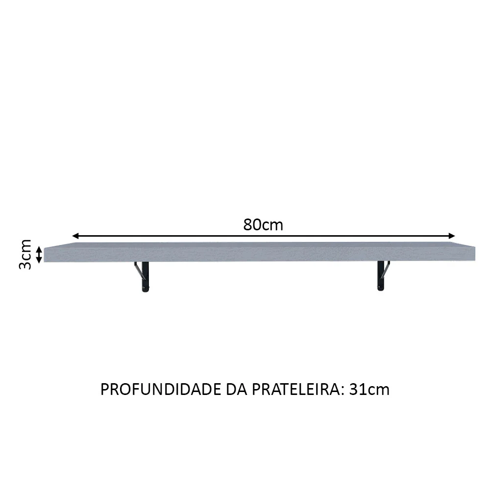 Kit 2 Prateleiras Suspensas para Cozinha Madesa 80 cm com Mão Francesa Cinza - Image 3