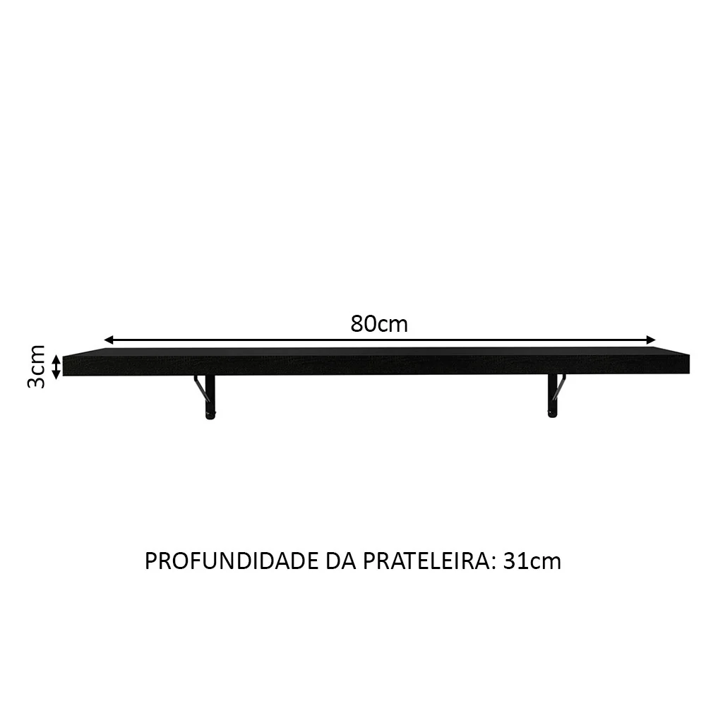 Kit 2 Prateleiras Suspensas para Cozinha Madesa 80 cm com Mão Francesa Preto - Image 3