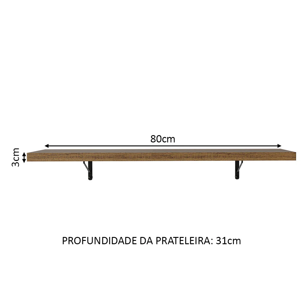 Kit 2 Prateleiras Suspensas para Cozinha Madesa 80 cm com Mão Francesa Rustic - Image 3