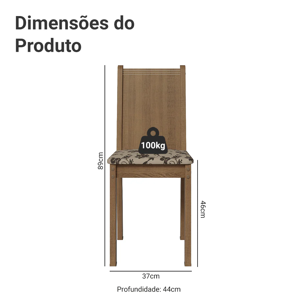 Kit 4 Cadeiras 4290 Madesa Rustic/Bege Marrom - Image 3
