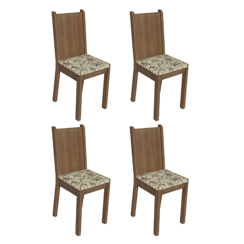 Kit 4 Cadeiras 4290 Madesa Rustic/Lírio Bege - Image 2