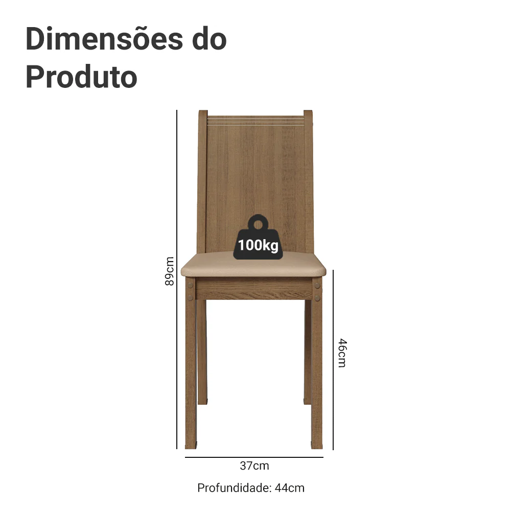 Kit 4 Cadeiras 4290 Madesa Rustic/Sintético Bege - Image 3