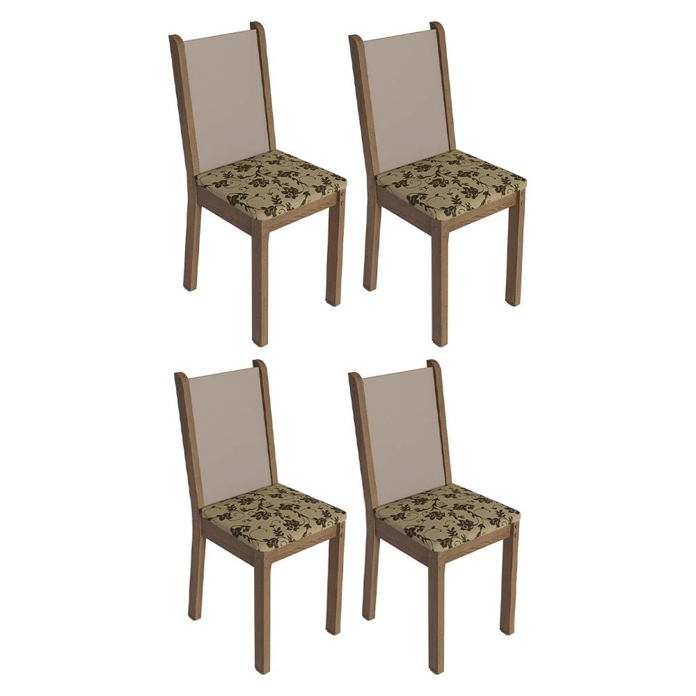 Kit 4 Cadeiras 4291 Madesa Rustic/Crema/Bege Marrom - Image 2