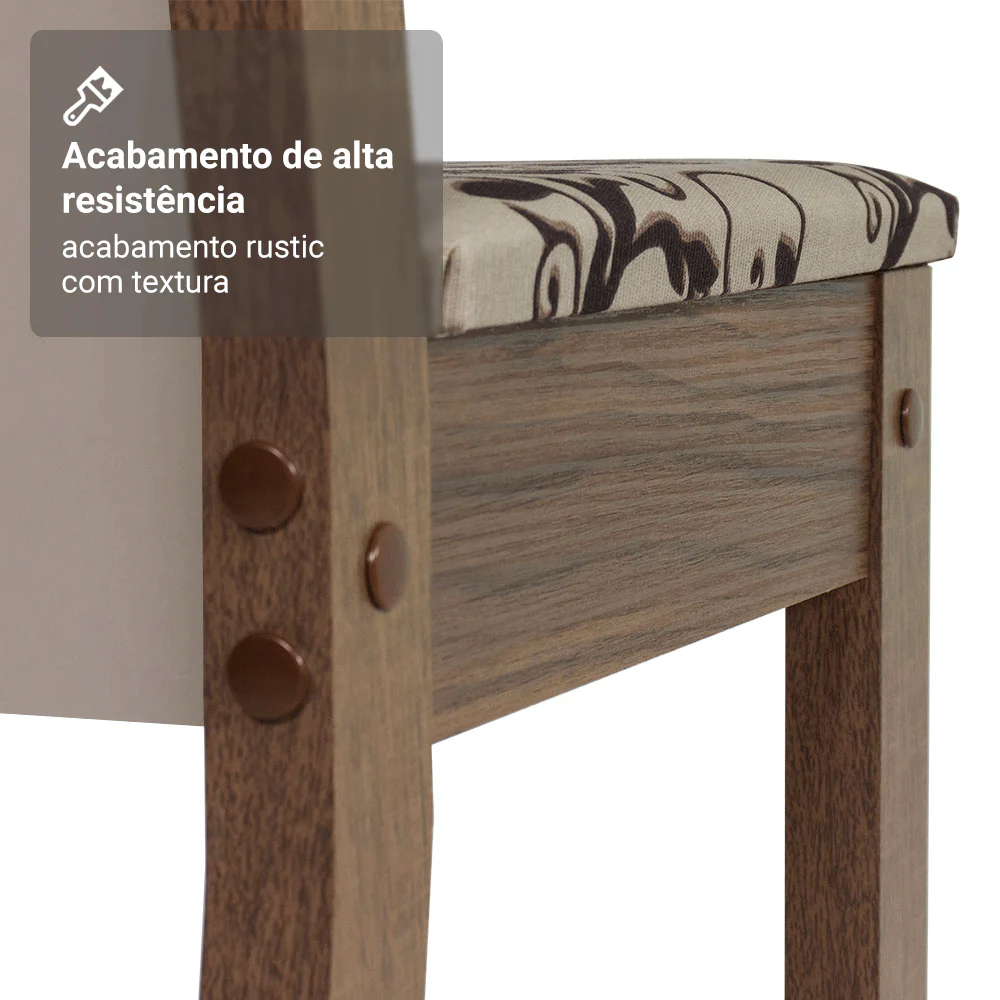 Kit 4 Cadeiras 4291 Madesa Rustic/Crema/Bege Marrom - Image 8