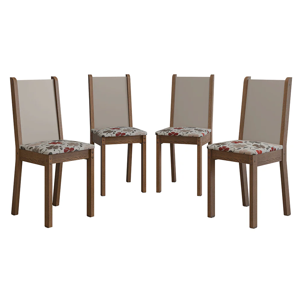 Kit 4 Cadeiras 4291 Madesa Rustic/Crema/Hibiscos - Image 7