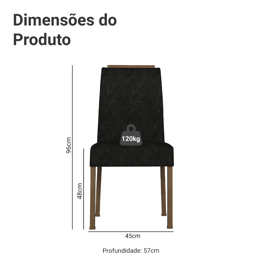 Kit 4 Cadeiras de Jantar 4255 com Espaldar Rustic/Oxford Madesa - Image 3