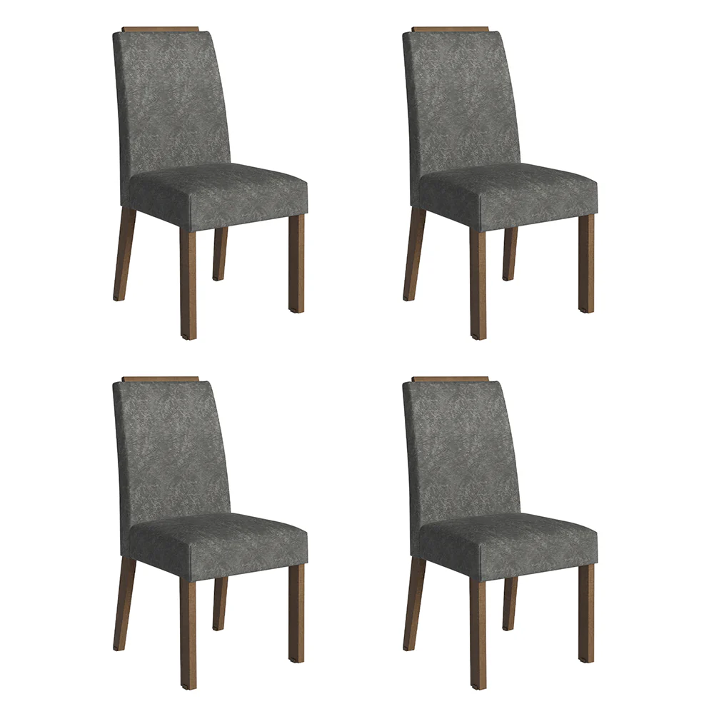 Kit 4 Cadeiras de Jantar 4255 com Espaldar Rustic/Silver Madesa - Image 2
