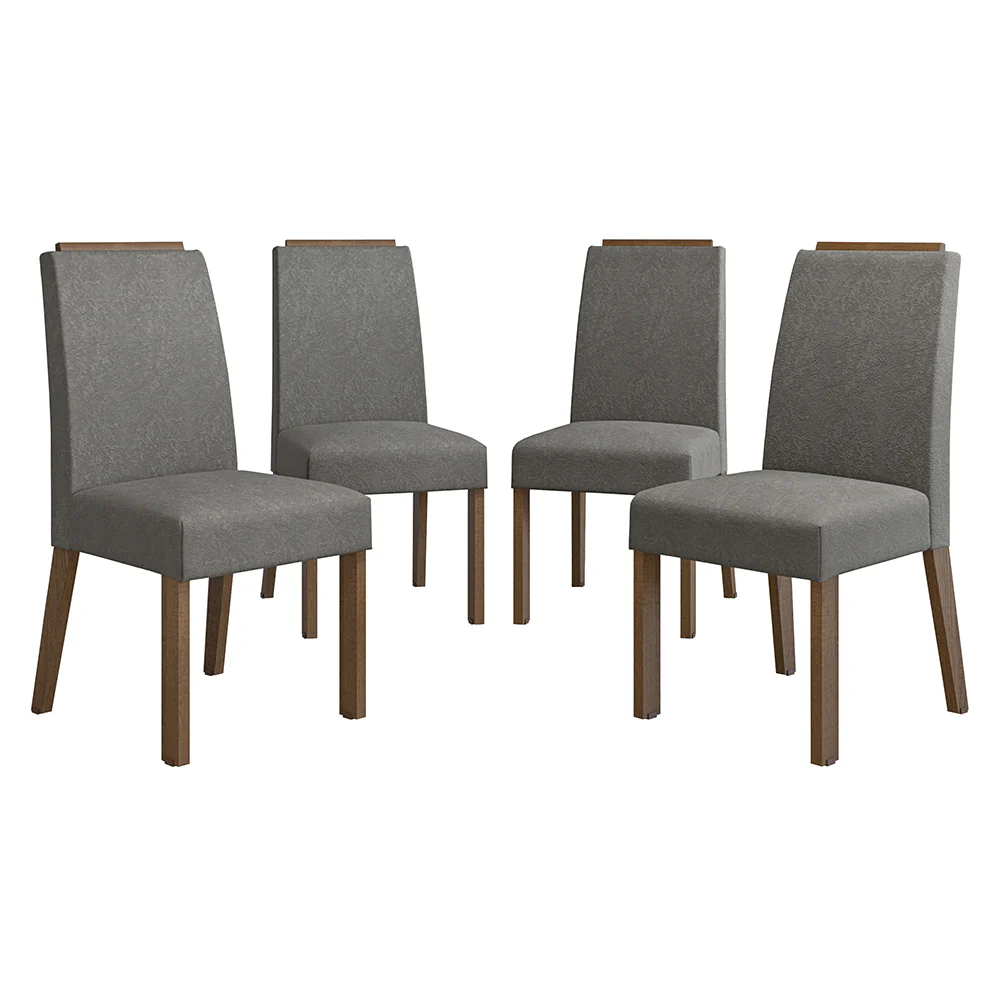 Kit 4 Cadeiras de Jantar 4255 com Espaldar Rustic/Silver Madesa - Image 6