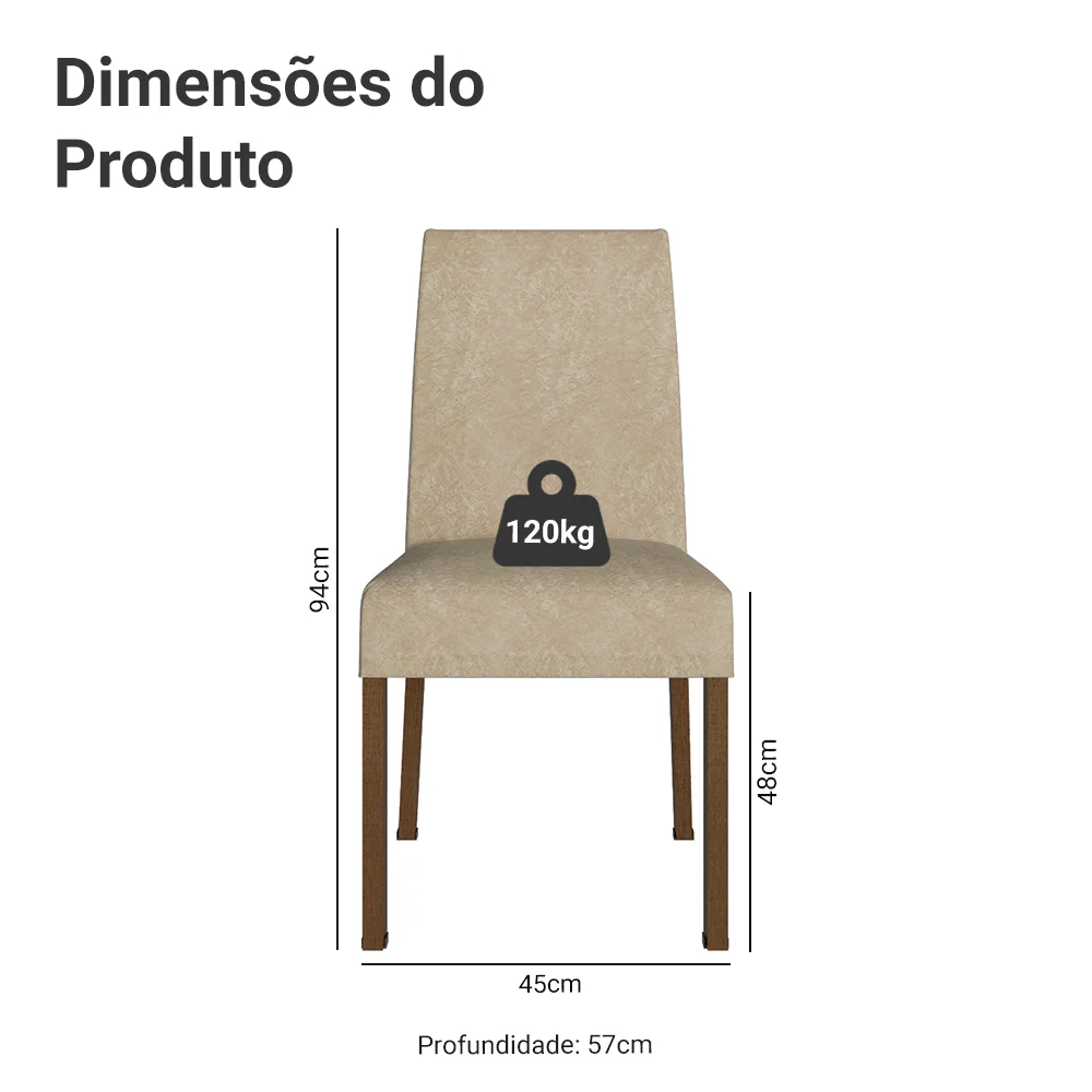 Kit 4 Cadeiras de Jantar 4255 Rustic/Imperial Madesa - Image 3