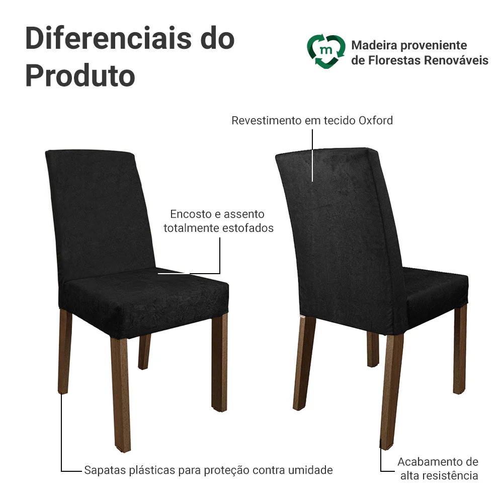 Kit 4 Cadeiras de Jantar 4255 Rustic/Oxford Madesa - Image 4