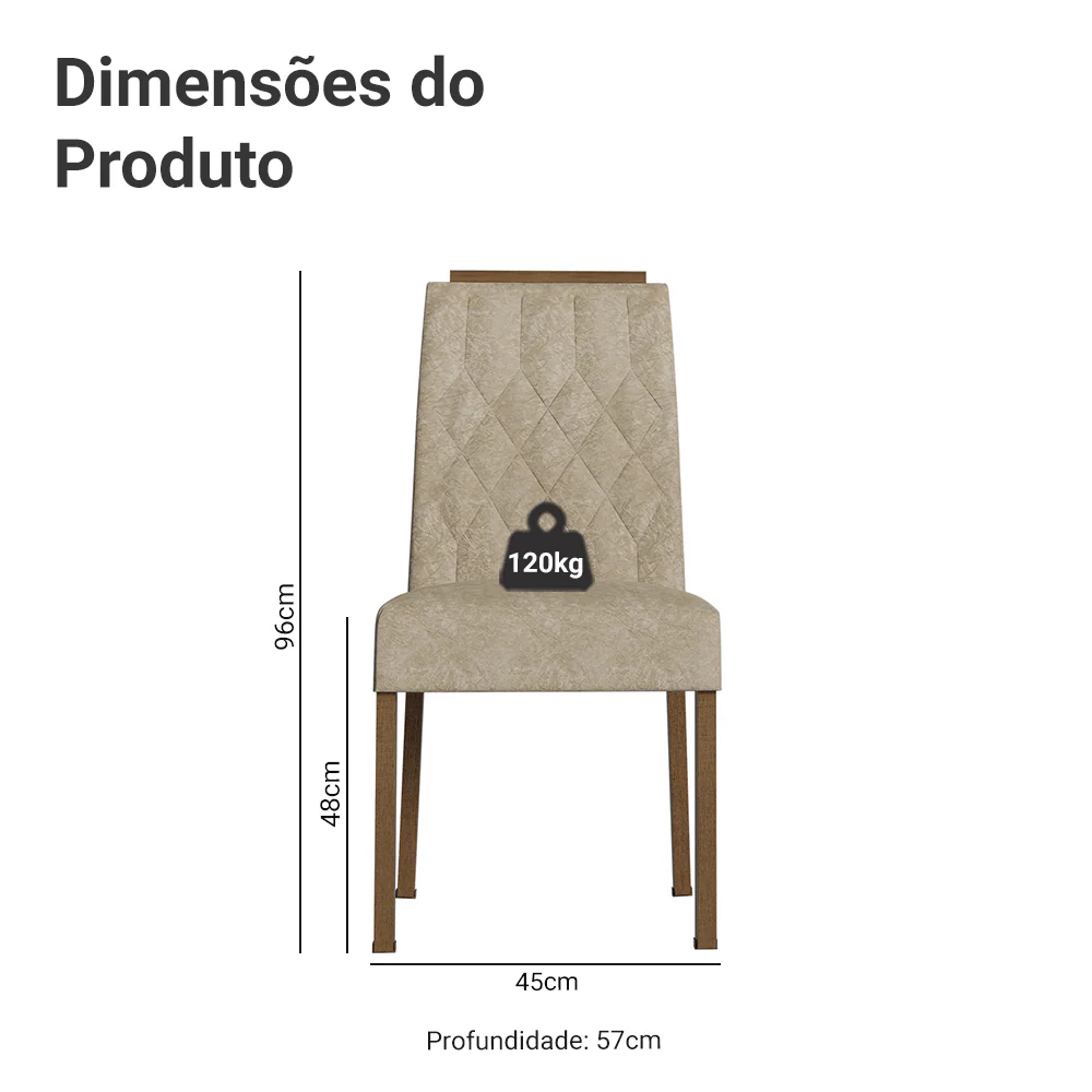 Kit 4 Cadeiras de Jantar 4256 com Espaldar Rustic/Imperial Madesa - Image 3