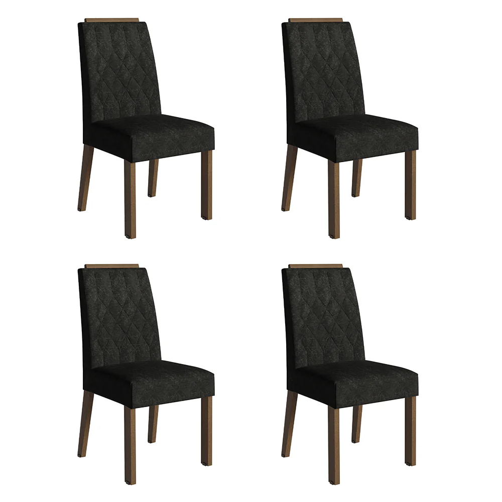 Kit 4 Cadeiras de Jantar 4256 com Espaldar Rustic/Oxford Madesa - Image 2