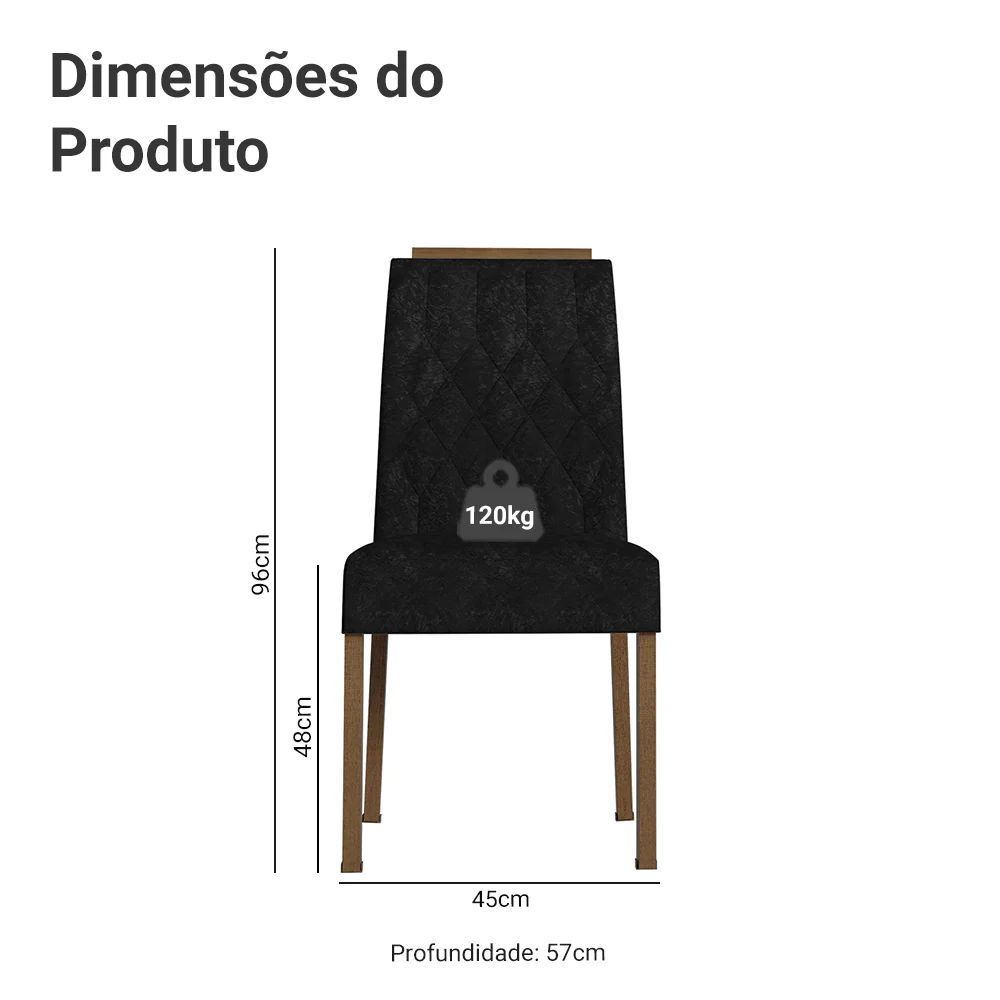 Kit 4 Cadeiras de Jantar 4256 com Espaldar Rustic/Oxford Madesa - Image 3