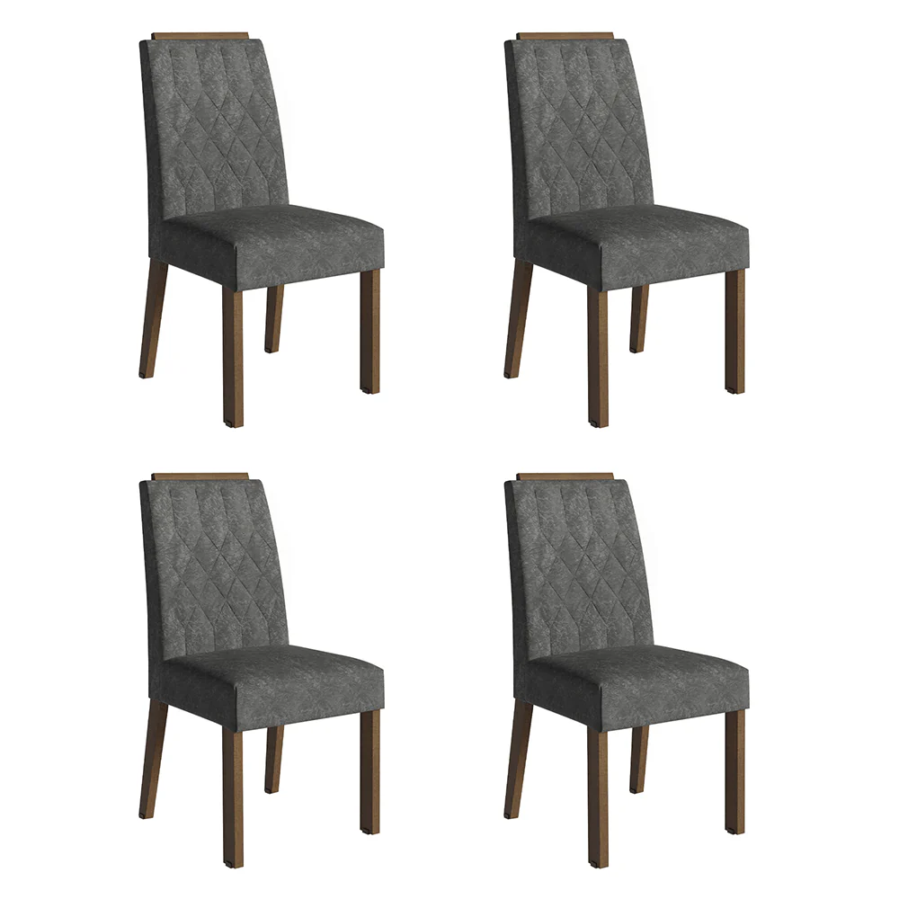 Kit 4 Cadeiras de Jantar 4256 com Espaldar Rustic/Silver Madesa - Image 2