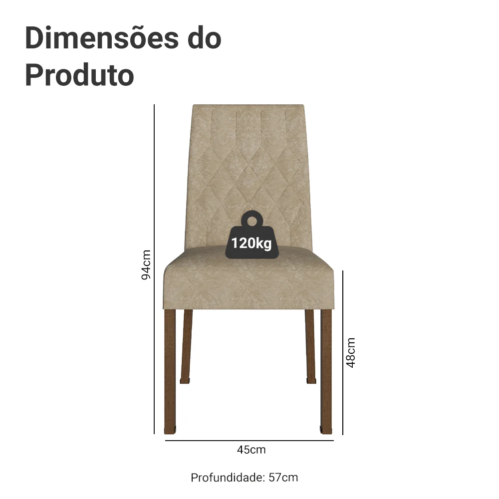 Kit 4 Cadeiras de Jantar 4256 Rustic/Imperial Madesa - Image 3