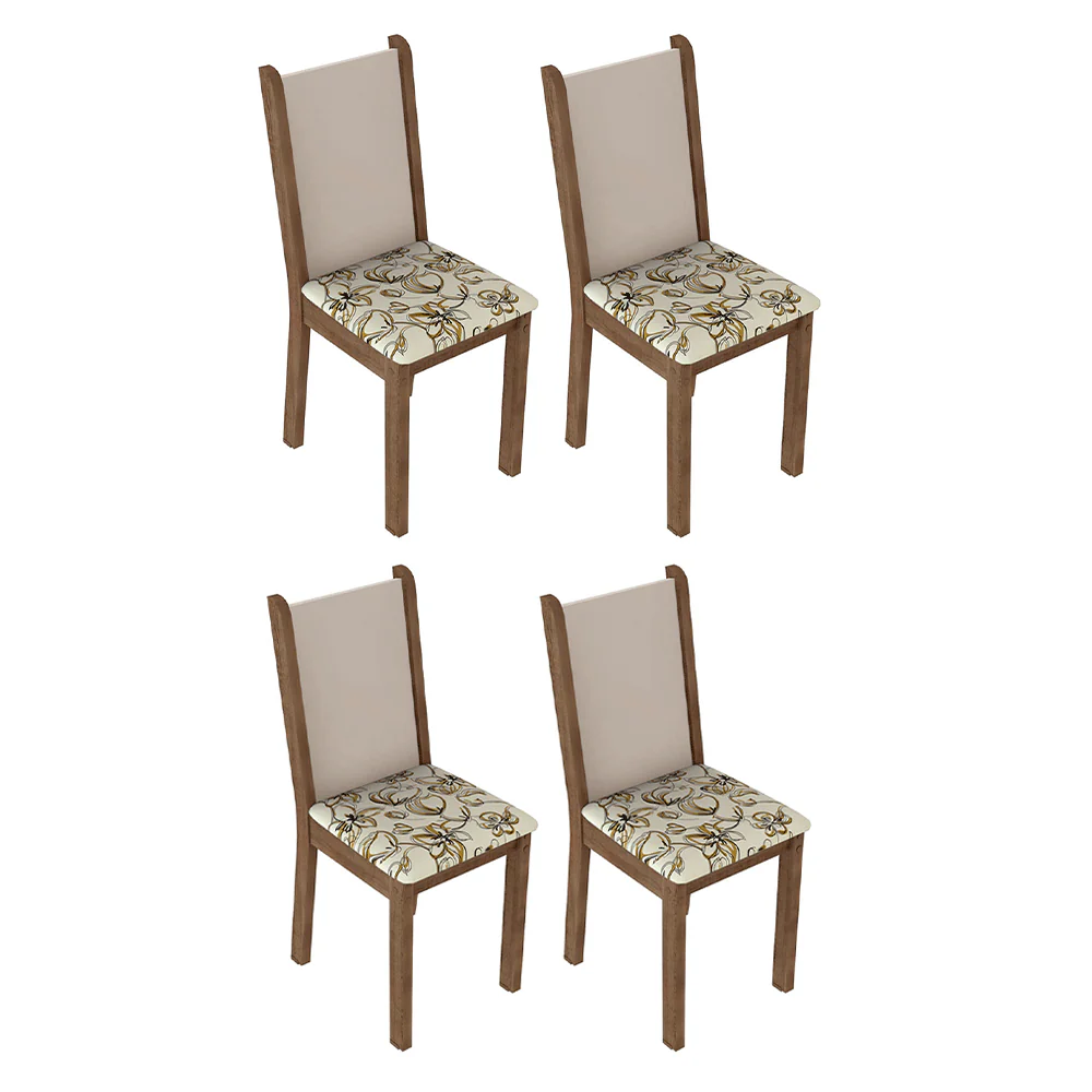 Kit 4 Cadeiras de Jantar 4291 Rustic/Crema/Lírio Bege Madesa - Image 2