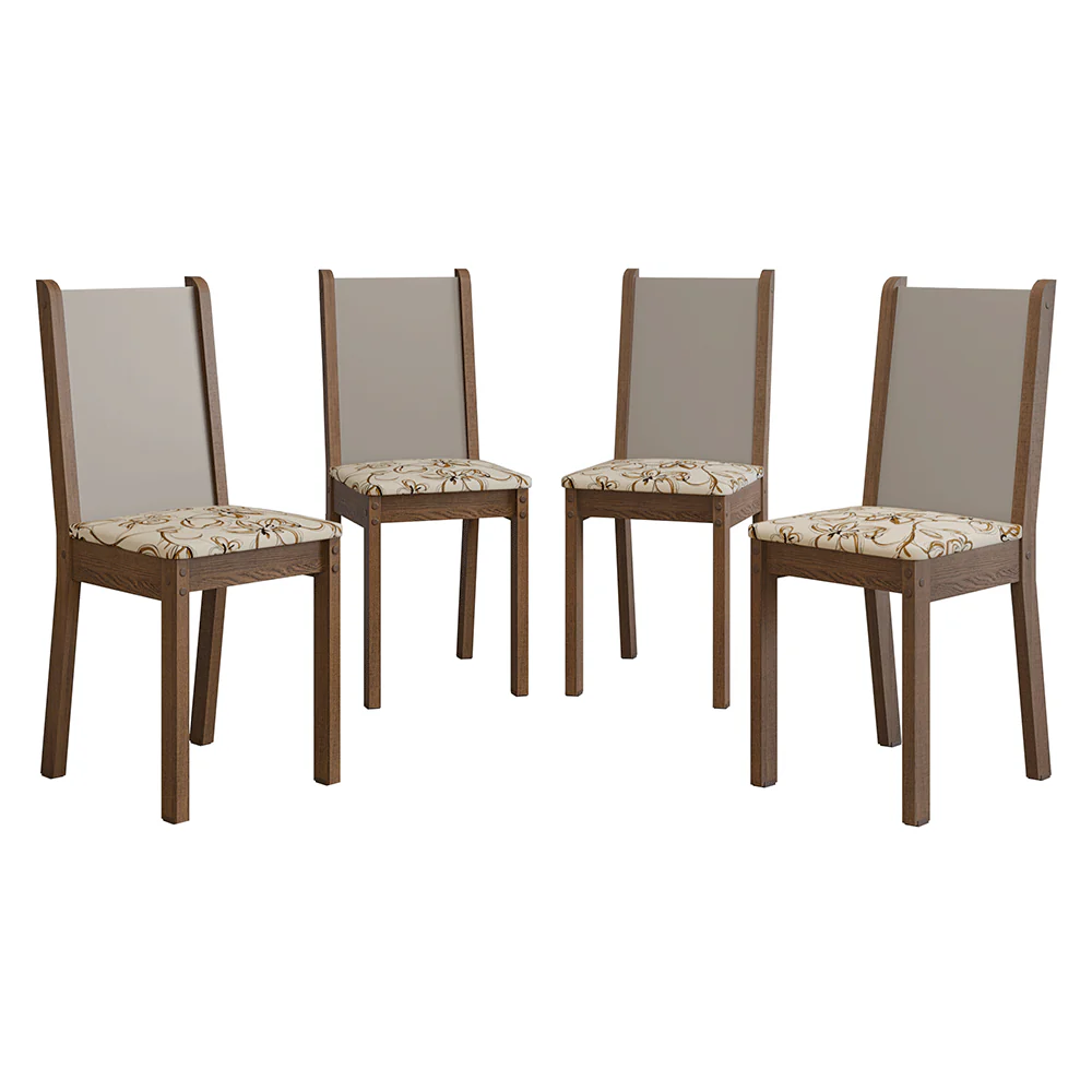 Kit 4 Cadeiras de Jantar 4291 Rustic/Crema/Lírio Bege Madesa - Image 7