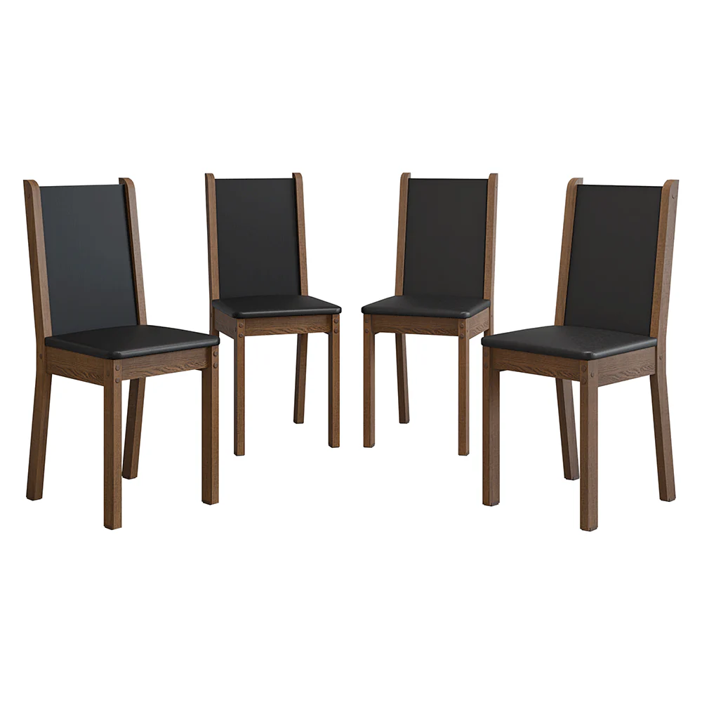 Kit 4 Cadeiras de Jantar 4291 Rustic/Preto Madesa - Image 7