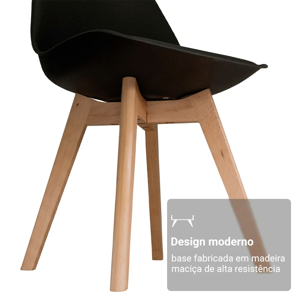 Kit 4 Cadeiras Leda com assento estofado Cor Preta Madesa - Image 10