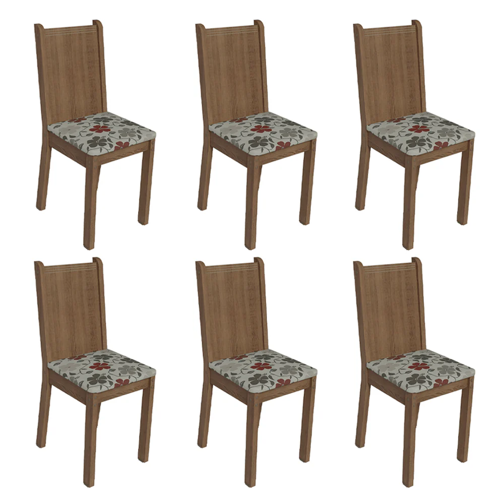 Kit 6 Cadeiras 4290 Madesa Rustic/Hibiscos - Image 2