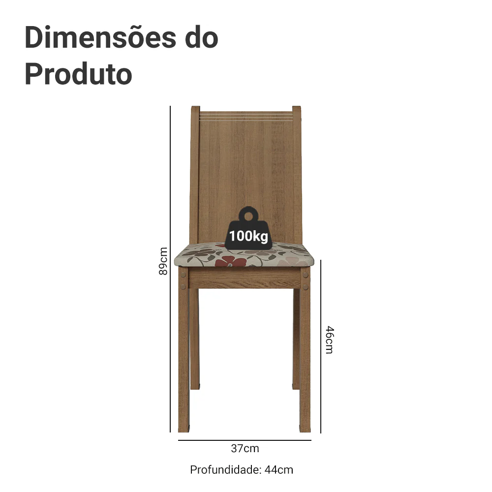 Kit 6 Cadeiras 4290 Madesa Rustic/Hibiscos - Image 3