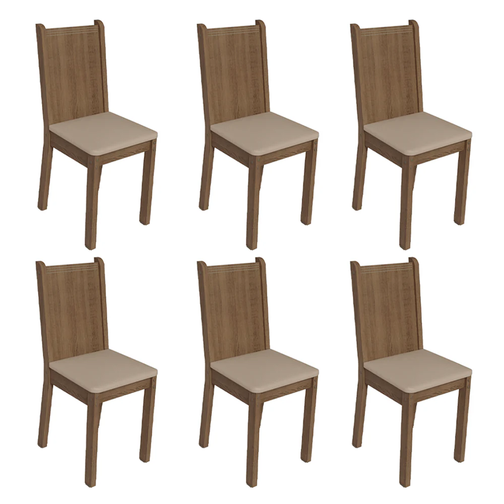 Kit 6 Cadeiras 4290 Madesa Rustic/Sintético Bege - Image 2