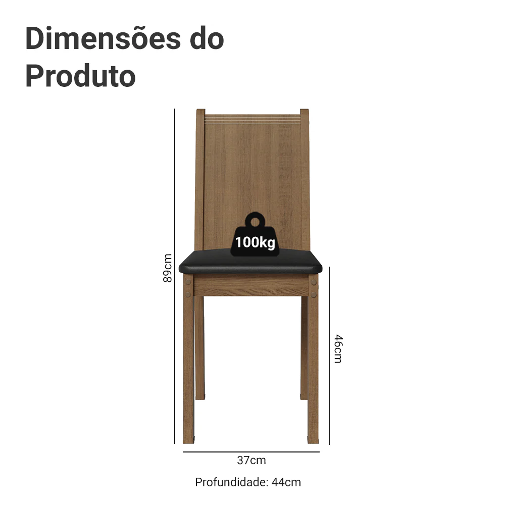 Kit 6 Cadeiras 4290 Madesa Rustic/Sintético Preto - Image 3