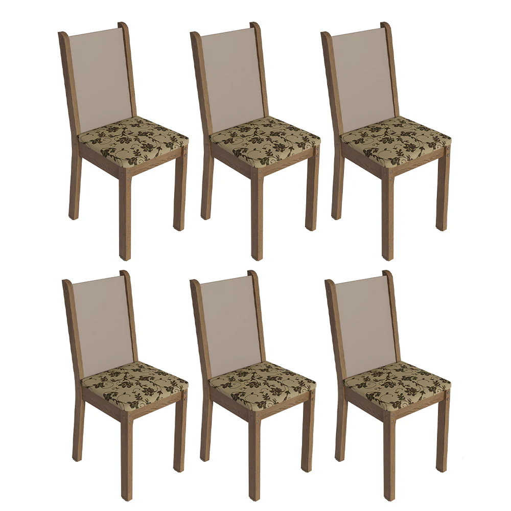 Kit 6 Cadeiras 4291 Madesa Rustic/Crema/Bege Marrom - Image 2