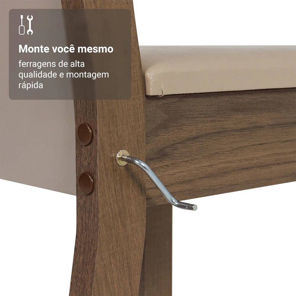 Kit 6 Cadeiras 4291 Madesa Rustic/Crema/Sintético Bege - Image 9