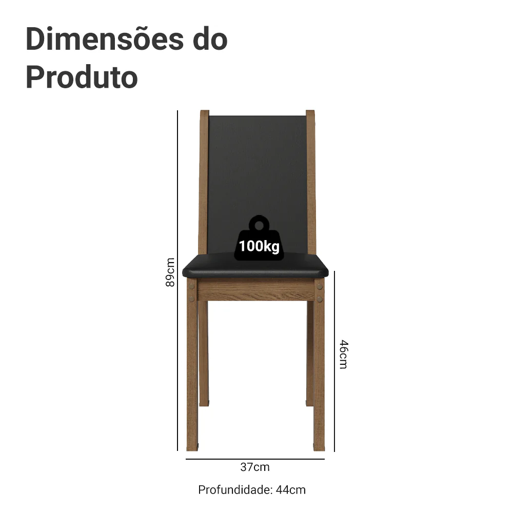 Kit 6 Cadeiras 4291 Madesa Rustic/Preto - Image 3