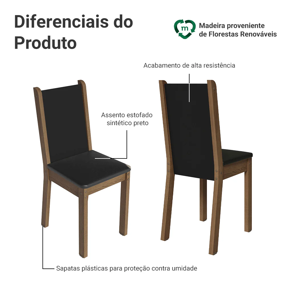 Kit 6 Cadeiras 4291 Madesa Rustic/Preto - Image 4