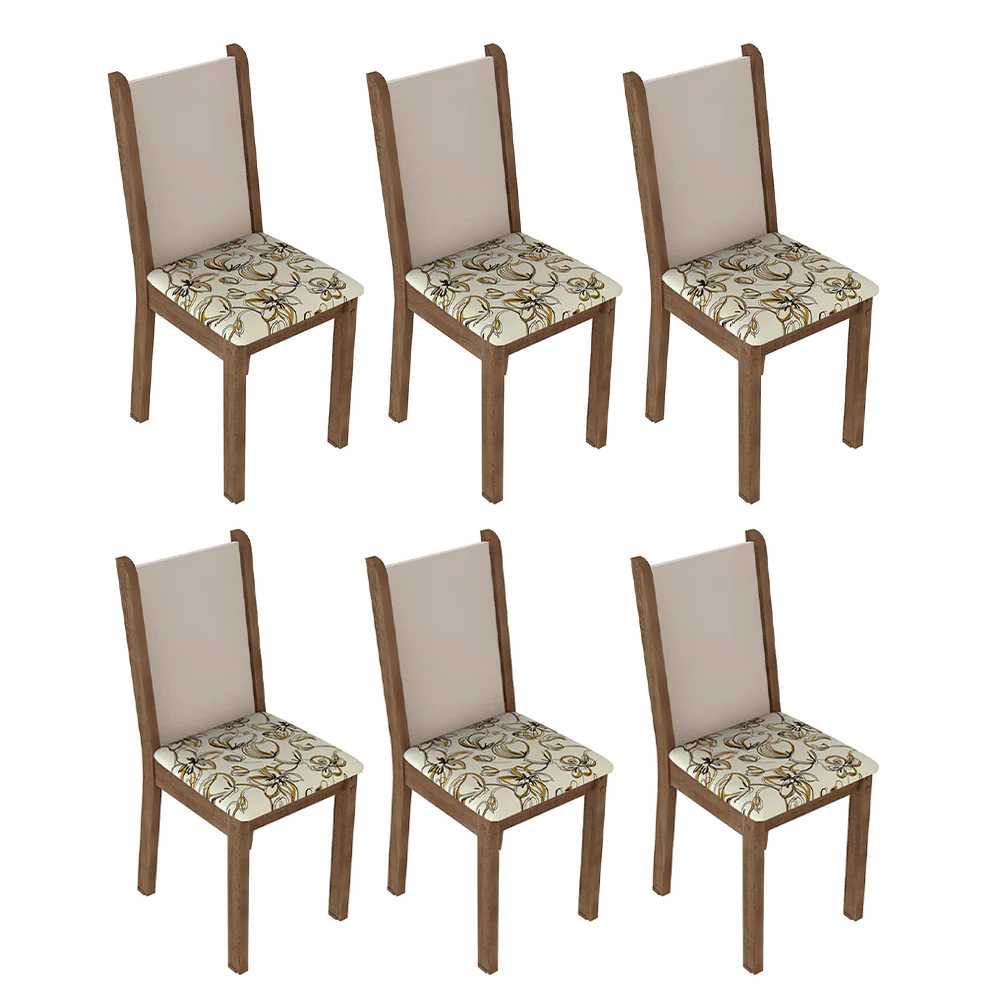 Kit 6 Cadeiras de Jantar 4291 Rustic/Crema/Lírio Bege Madesa - Image 2