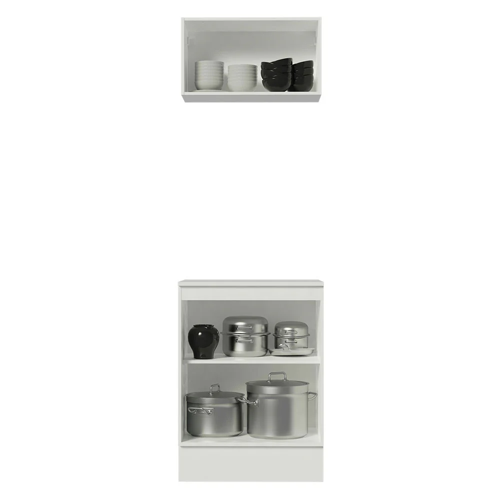 Kit 60 cm 100% MDF 2 Portas e 1 Suspensa Branco Smart Madesa - Image 4