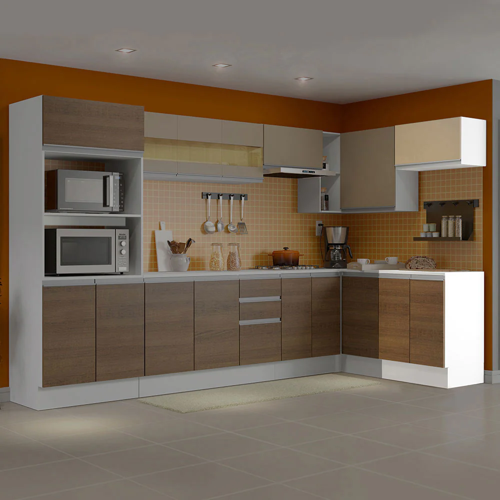 Kit 60 Madesa Smart 2 Portas e 1 Suspensa com tampo Rustic/Crema/Branco - Image 2
