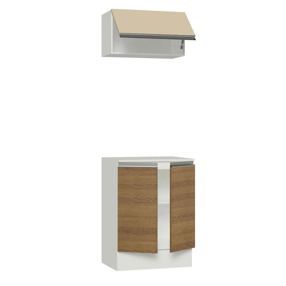 Kit 60 Madesa Smart 2 Portas e 1 Suspensa com tampo Rustic/Crema/Branco - Image 5