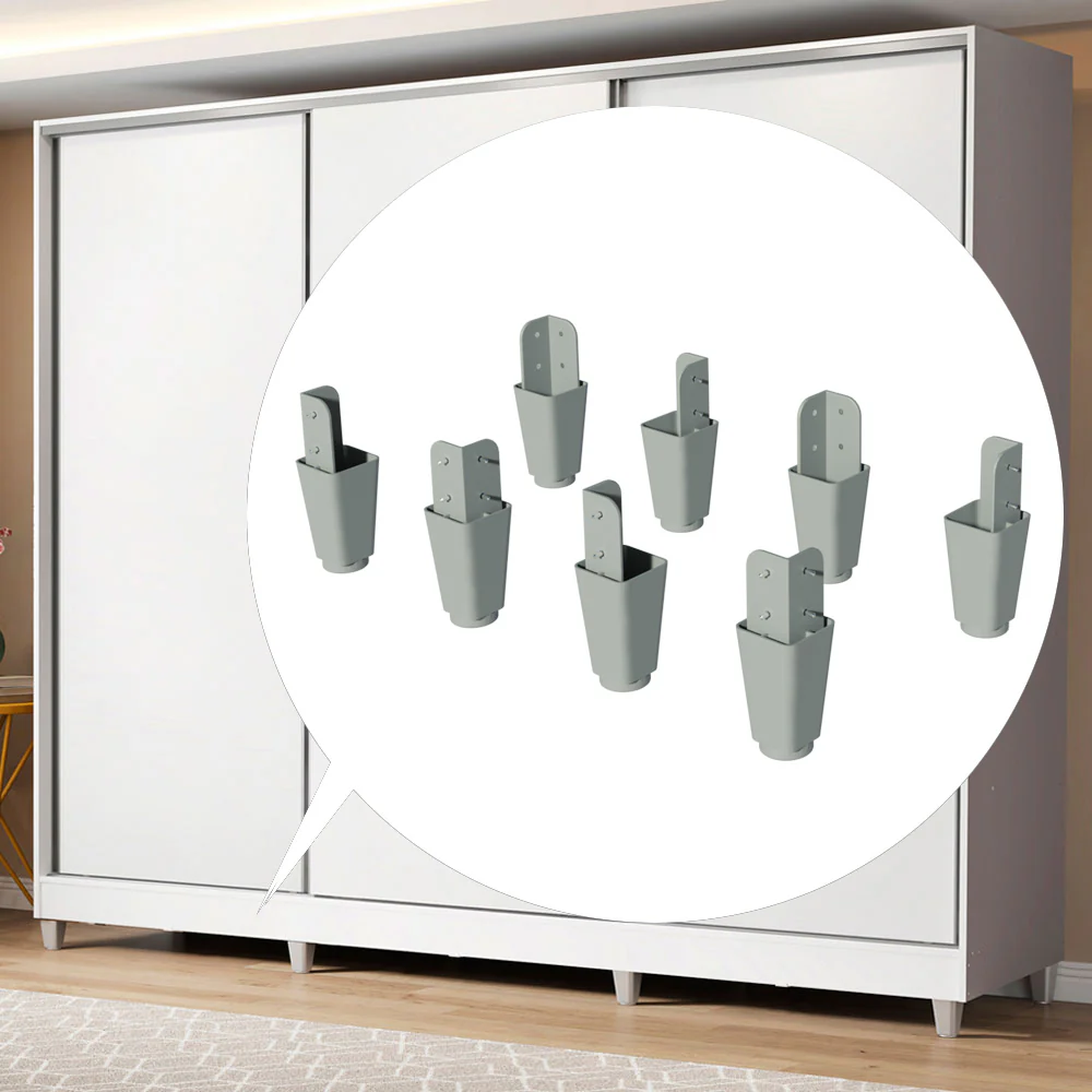 Kit com 8 Pés de PVC para Guarda-Roupas Royale, Reno e Austin Madesa - Image 3